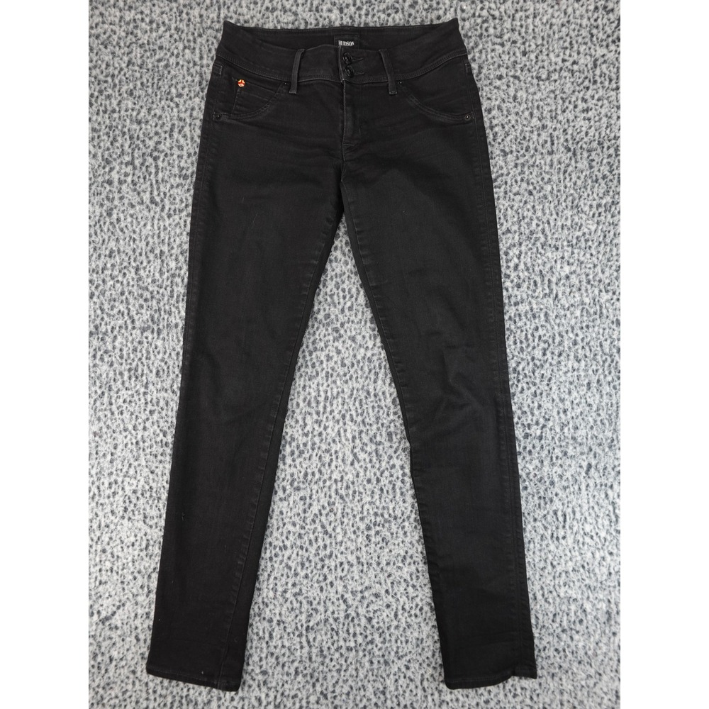 Hudson Collin Skinny Jeans Womens 27 Black Flap Pocket NW422ZAJ - Picture 1 of 13